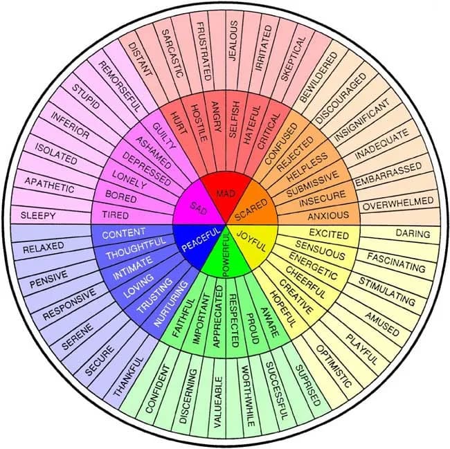 name feelings with feelings wheel